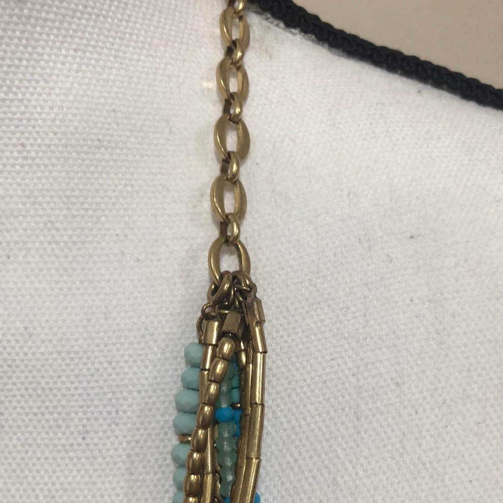 Stella & Dot Gold and Blue Bohemian Necklace - Picture 5 of 6